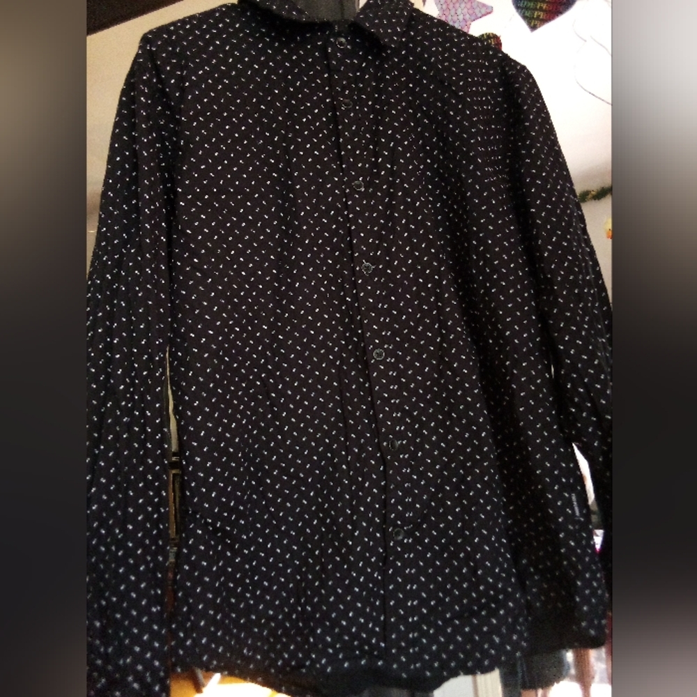 Kenneth Cole Black and White Patterned Shirt